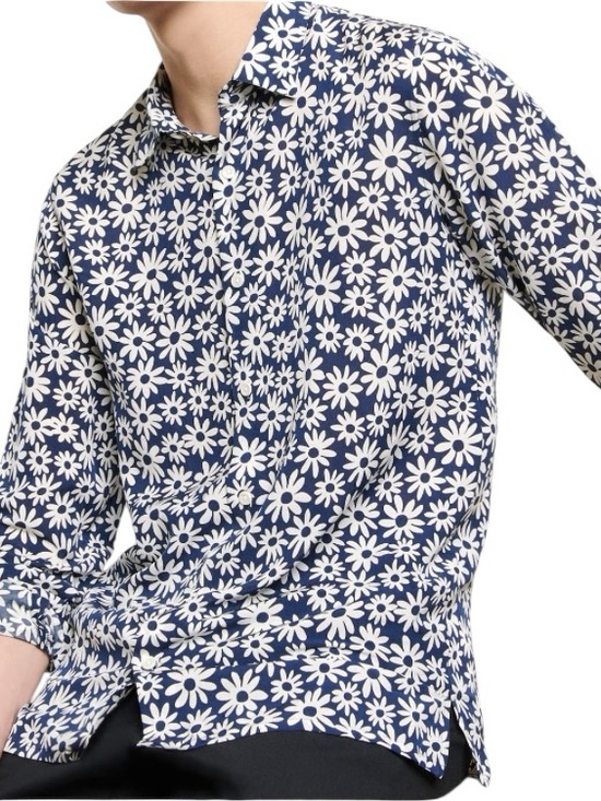 Sandro Other - SANDRO Paris Navy and White Floral Print Men’s Button Down Dress Shirt